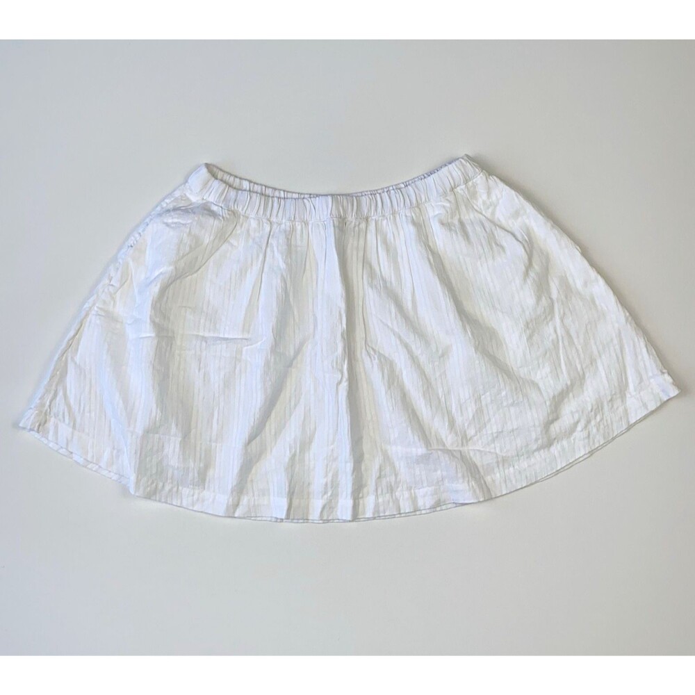 American Eagle White Seersucker Striped Mini Skirt Elastic Waist Medium